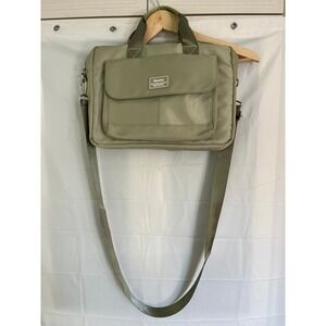 Sage Green Laptop Messenger Bag Padded Shoulder Strap Tech Briefcase